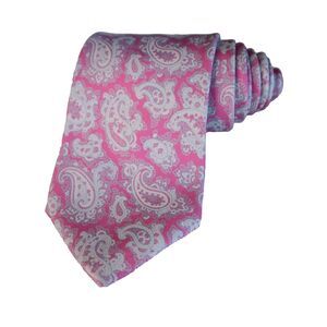 Paul Stuart Men's Silk Designer Luxury Paisley Necktie Pink Made in England